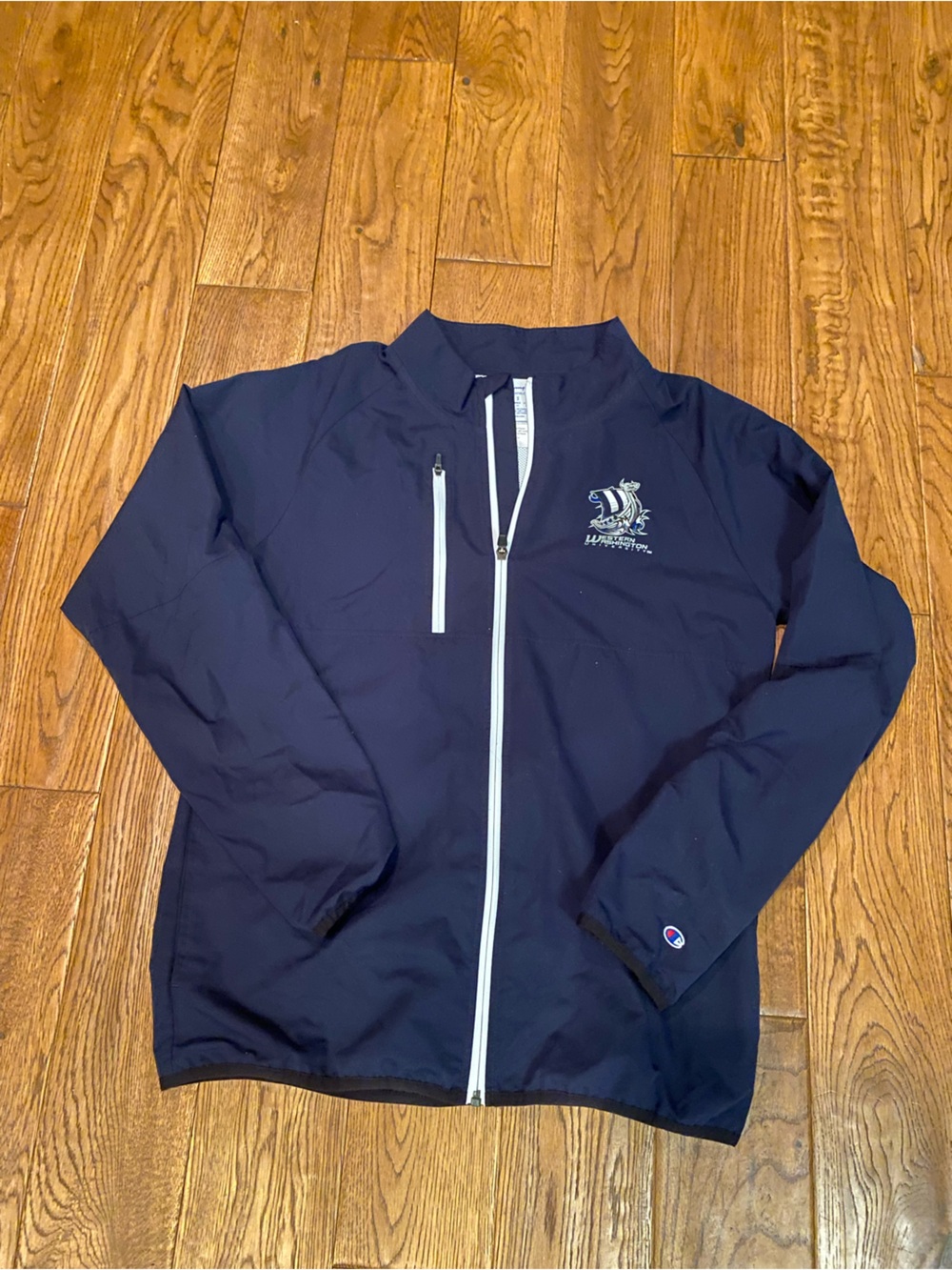 Champion Navy Jacket with White Zipper Detail